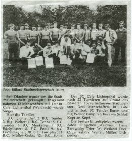 Zeitungsausschnitt 1978/79 – stadtmeisterschaft